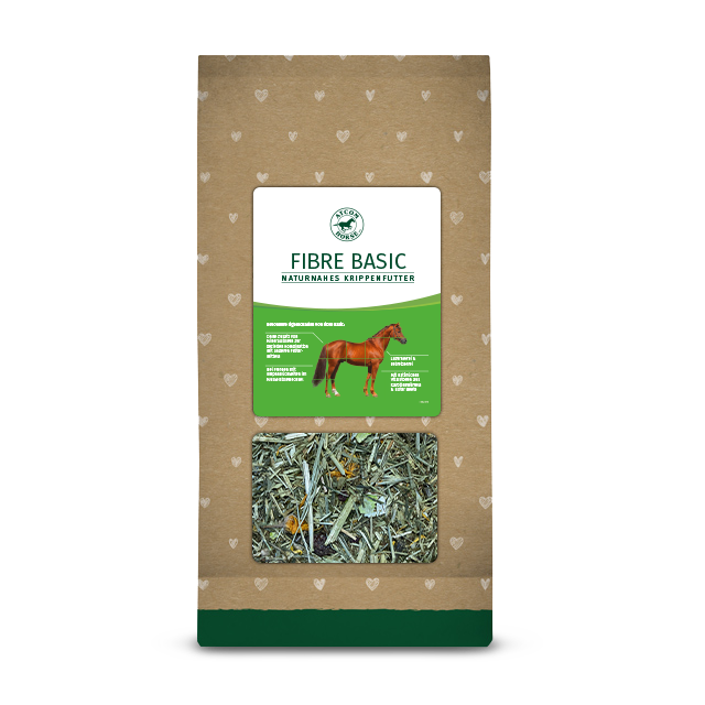 Unser ATCOM Fibre Basic in einer braunen 1kg Verpackung mit einem grün weißem Etikett und Sichtfenster darauf.