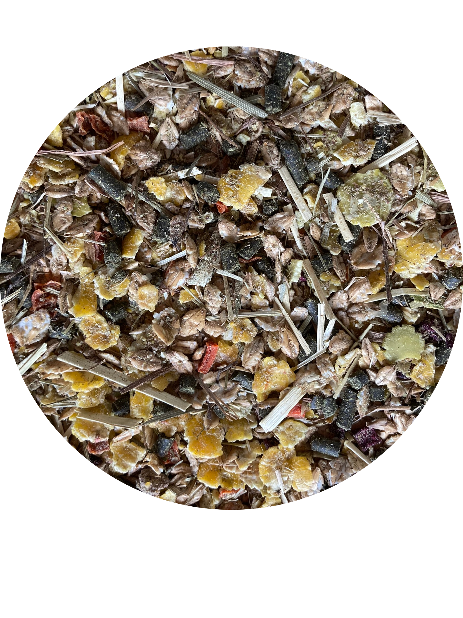 Bronchi Mix Produktdarstellung, Pellets, Flocken und Kräuter