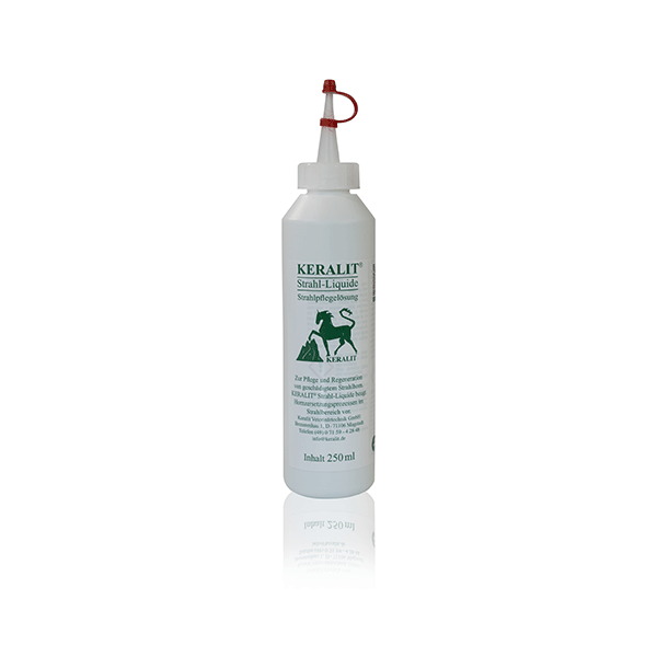KERALIT Strahl-Liquid in einer 250 ml Flasche zur Pflege und Regeneration von Hufen.