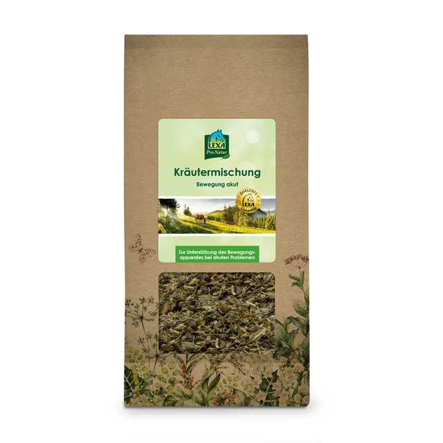 Kräutermischung von LEXA in einer braunen Papiertüte mit Sichtfenster