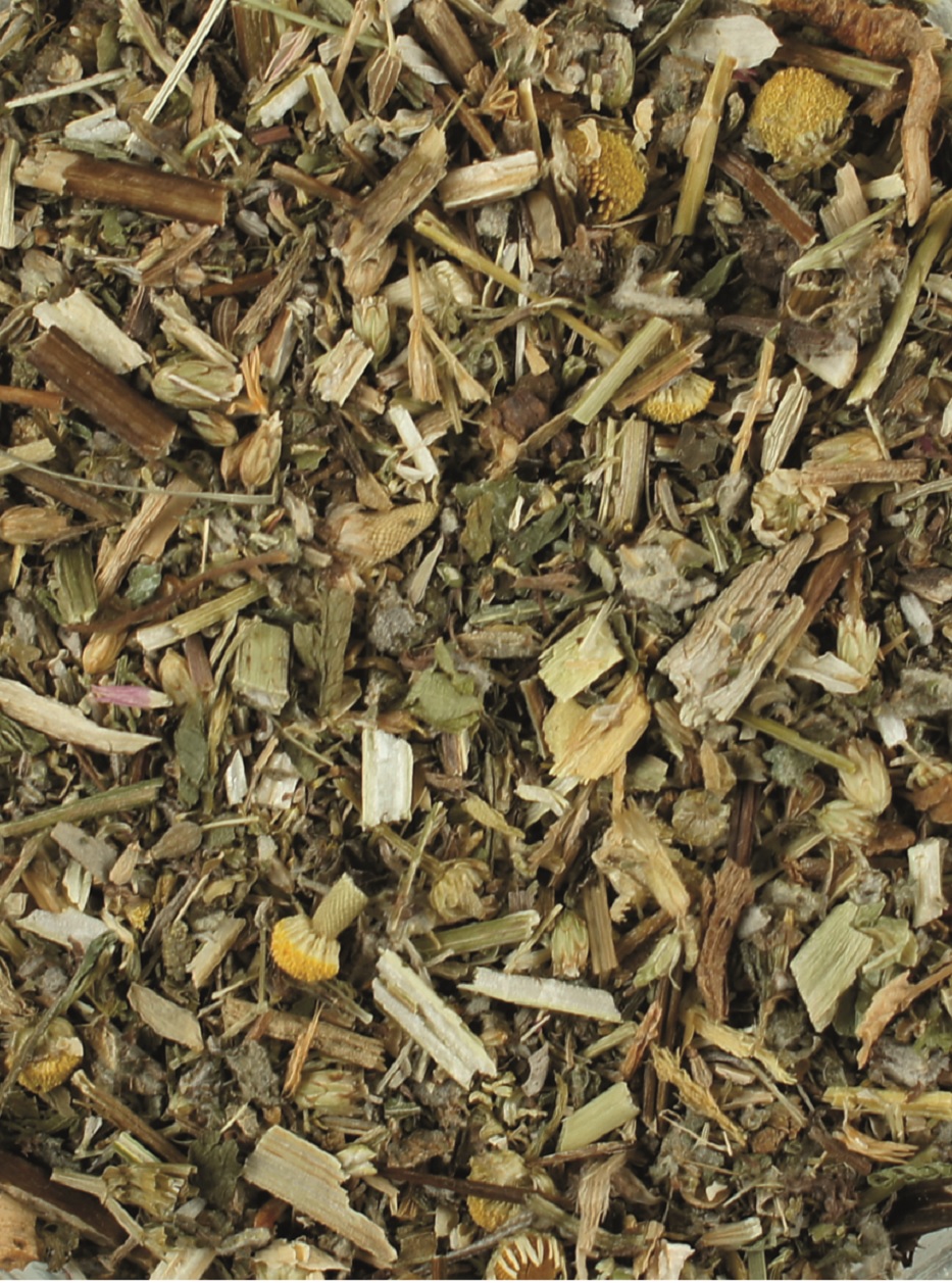 Eine Mischung aus verschiedenen getrockneten Kräutern .