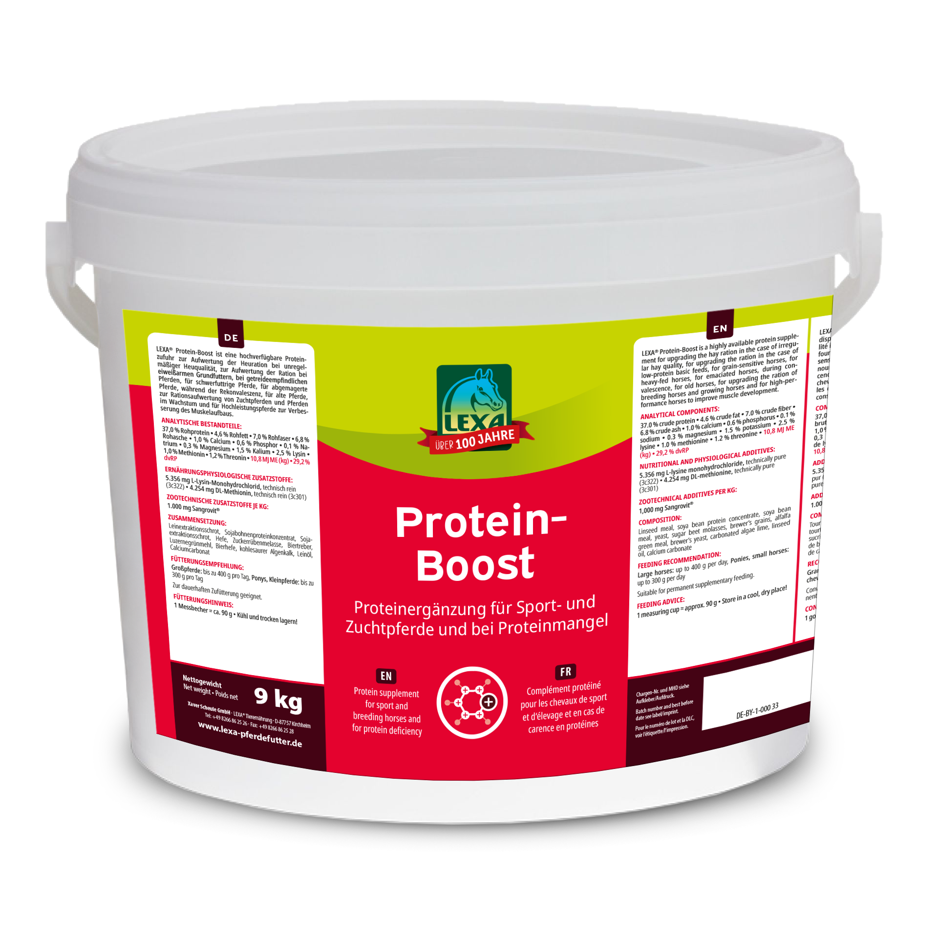 LEXA Protein Boost, Eimer (Kunststoff), hochwertiges Ergänzungsfuttermittel für Pferde zur Unterstützung der Muskulatur.