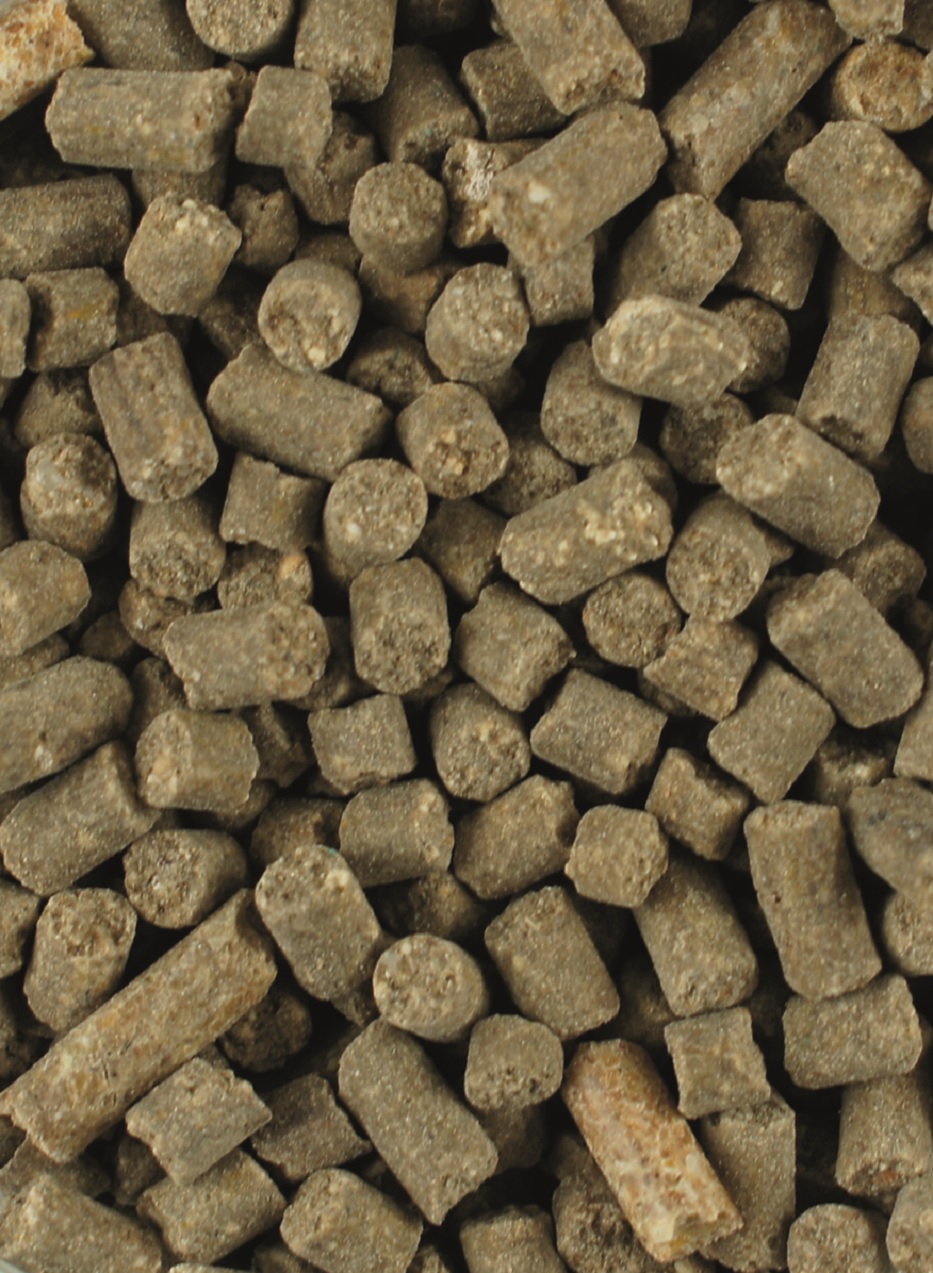 Braune, zylindrische Pellets
